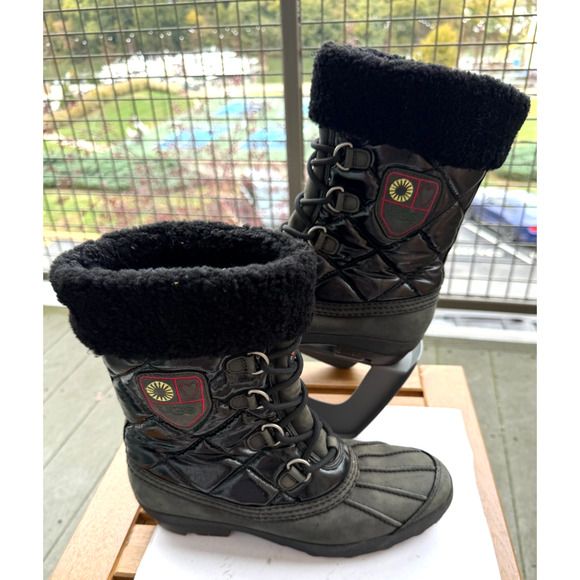 Ugg Australia Newberry Side Zip Waterproof Insulated Black gray Boots Women's 8 - Picture 13 of 13